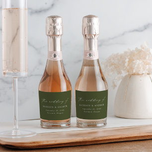 Etiquetas Para Vinos Espumosos Boda verde oliva con escritura elegante moderna