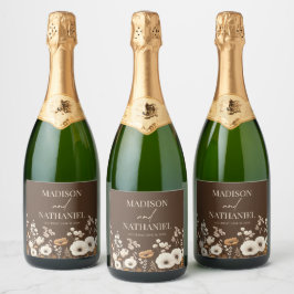 Etiquetas Para Vinos Espumosos Boho Flor silvestre Flor Flor Floral Boda Jardín