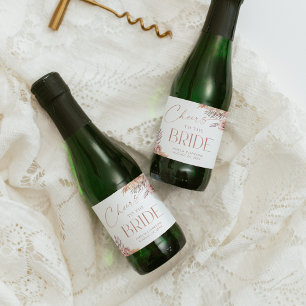 Etiquetas Para Vinos Espumosos Boho Floral Pampas Rosa Dorado Cheers Mini