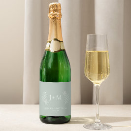 Etiquetas Para Vinos Espumosos Boho Floral Sage Green Boda