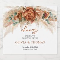 Boho Terracotta y flores borgoñas pampas pasto