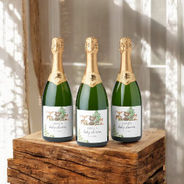 Etiquetas Para Vinos Espumosos Boho Woodland Animals Rustic Baby Shower