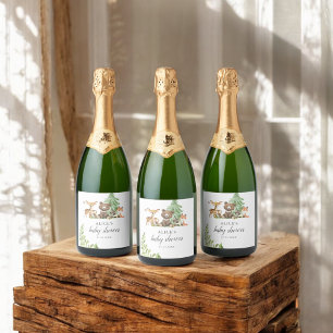 Etiquetas Para Vinos Espumosos Boho Woodland Animals Rustic Baby Shower