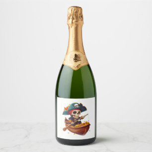 Etiquetas Para Vinos Espumosos Bone Buccaneer - Funny Pirate Skull