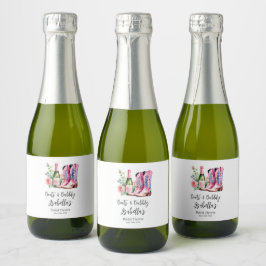 Etiquetas Para Vinos Espumosos Boots y burbujas con ducha de novias rosa