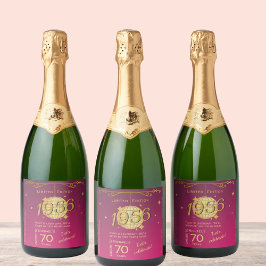 Etiquetas Para Vinos Espumosos Born in 1956 70th birthday party pink beer