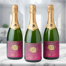 Etiquetas Para Vinos Espumosos Born in 1976 50th birthday party pink beer Label