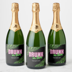 Etiquetas Para Vinos Espumosos Borracho Enamorado Neon Green & Pink Tropical Bach