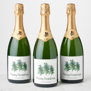 Etiquetas Para Vinos Espumosos Bosque Invernal Feliz Navidad Empresa