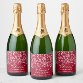 Etiquetas Para Vinos Espumosos Botánicas Blancas en Navidad de Arándano