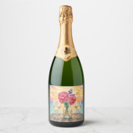 Etiquetas Para Vinos Espumosos Botella de champán Personalizada Sip & Sunset