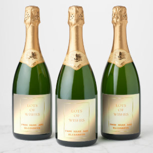 Etiquetas Para Vinos Espumosos Botella de vino dorado elegante con tu dedicación