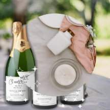 Botella de vino esparkling boda personalizada