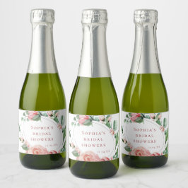 Etiquetas Para Vinos Espumosos Botella de vino espumoso miniatura con rosa floral