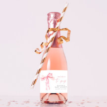 Bow rosa Mini Sparkling Wine Labels listos para ap
