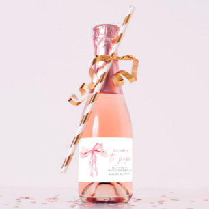 Etiquetas Para Vinos Espumosos Bow rosa Mini Sparkling Wine Labels listos para ap