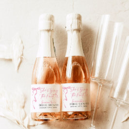 Etiquetas Para Vinos Espumosos Bow rosa Shes Tying Knot Bridal Shower Brunch