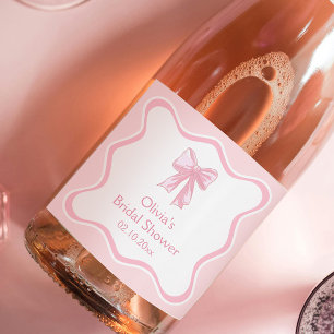 Etiquetas Para Vinos Espumosos Bow rosado atando el nudo ducha de novia Champagne
