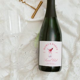 Etiquetas Para Vinos Espumosos Bows & Babes Coquette Cherries Despedida de solter
