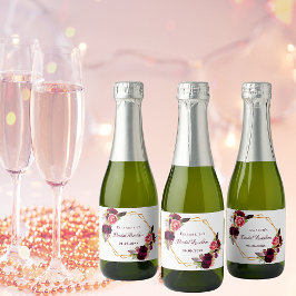 Etiquetas Para Vinos Espumosos Bridal Luncheon floral geométrica burgundy blanco