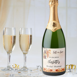 Etiquetas Para Vinos Espumosos Bridal Shower otoño flores naranjas hojas