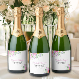 Etiquetas Para Vinos Espumosos Bridal shower with wildflowers Pink Color