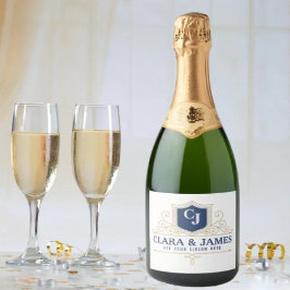 Etiquetas Para Vinos Espumosos Bride And Groom Monogram Names Elegant Weeding