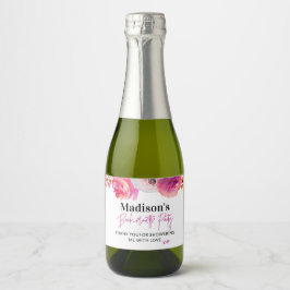 Etiquetas Para Vinos Espumosos Bright Pink Floral Bachelorette Favor