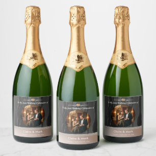 Etiquetas Para Vinos Espumosos Brindis de Champagne por Cumpleaños de Pareja Conj