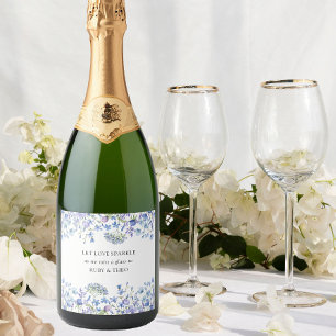 Etiquetas Para Vinos Espumosos Brindis en la mesa de boda de flores silvestres de