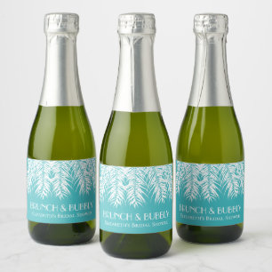 Etiquetas Para Vinos Espumosos Brunch y Burbujeante Turquesa Mini