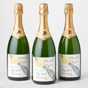 Etiquetas Para Vinos Espumosos Brunch y Vino Espumoso dorado Show de Novia