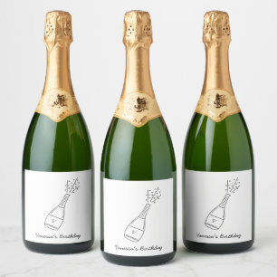 Etiquetas Para Vinos Espumosos Bubbly Birthday Wike Popping Champagne Bottle