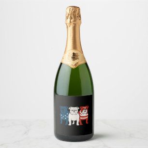 Etiquetas Para Vinos Espumosos Bulldog 4 de julio Perro Lover Hombres mujeres Ban