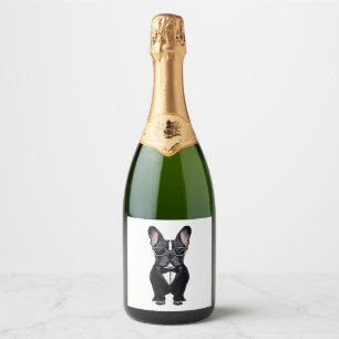 Etiquetas Para Vinos Espumosos Bulldog francés en Tuxedo vistiendo gafas