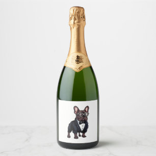 Etiquetas Para Vinos Espumosos Bulldog francés en Tuxedo vistiendo gafas