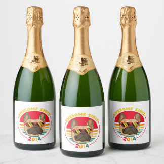 Etiquetas Para Vinos Espumosos Bulldog retro francés impresionante desde 2014
