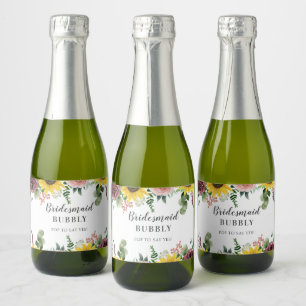 Etiquetas Para Vinos Espumosos Burbujas de Dama de Honor Propuesta de Fiesta Nupc
