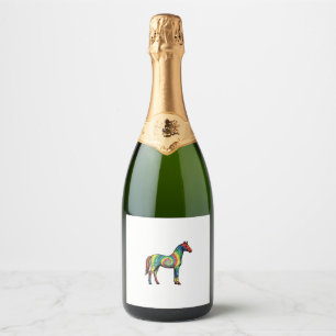 Etiquetas Para Vinos Espumosos Caballo Tie Dye Grabado Antiguo Arte Vectorial