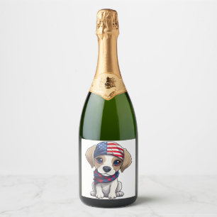 Etiquetas Para Vinos Espumosos Cachorro Patriota - Estilo 14