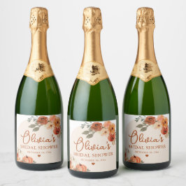 Etiquetas Para Vinos Espumosos Cae en amor Boho Terracotta Calabaza ducha de novi