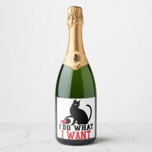 Etiquetas Para Vinos Espumosos Café de Gato Negro Sassy de Mujer Hago Lo Que Quie