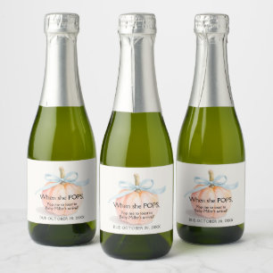 Etiquetas Para Vinos Espumosos Calabaza de lazo azul Baby Shower Mini