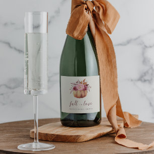 Etiquetas Para Vinos Espumosos Calabaza de Otoño y Flores Silvestres "Enamorarse"