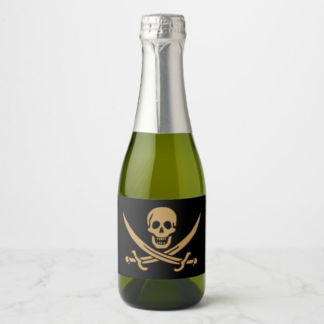 Etiquetas Para Vinos Espumosos Calavera y Cutlass de Oro Azteca Pirata Calico Jac (Anverso)