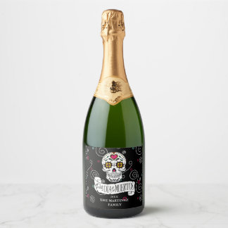 Etiquetas Para Vinos Espumosos Calaveras azucareras y torneado negro ID725
