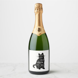 Etiquetas Para Vinos Espumosos Cat Silhouette Meow