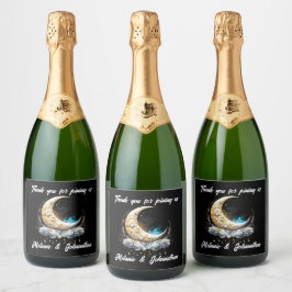 Etiquetas Para Vinos Espumosos Celestial media luna estrellada noche elegante lun