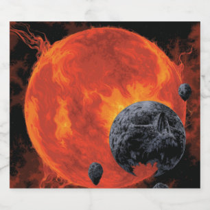 Etiquetas Para Vinos Espumosos Cementerio Espacial Calavera Halloween Galaxia de 