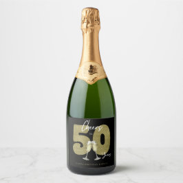 Etiquetas Para Vinos Espumosos Cheers To 50 Years Black Gold